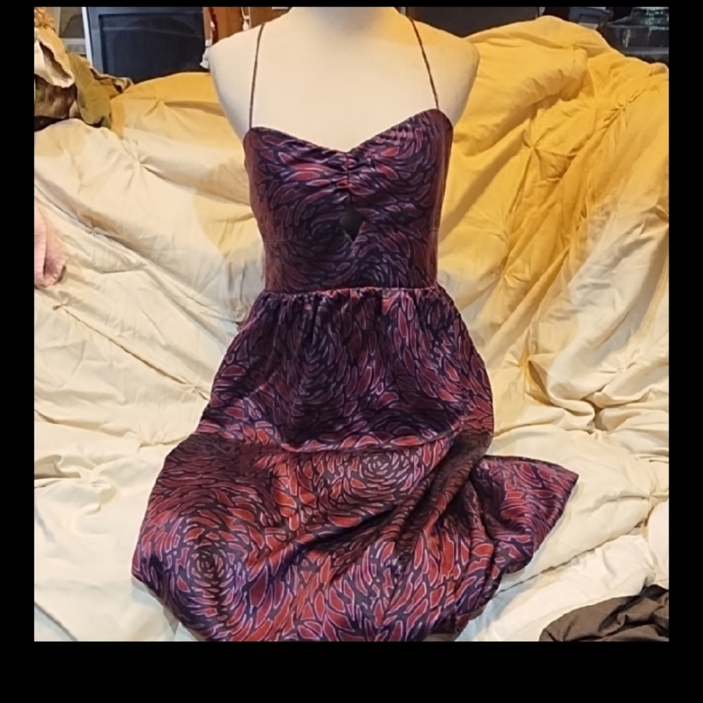 Vivienne Tam Spaghetti Strap Dress in Purple and Red